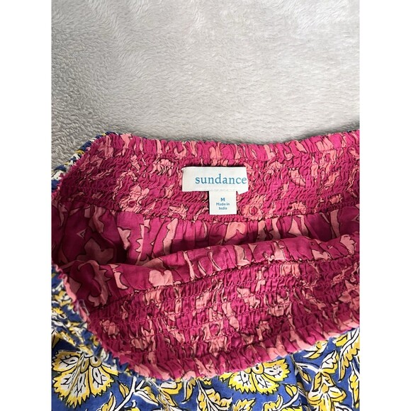 Sundance Skirt Women's Blue Pink Floral Reversible Mini Smocked Boho Medium - Picture 4 of 9